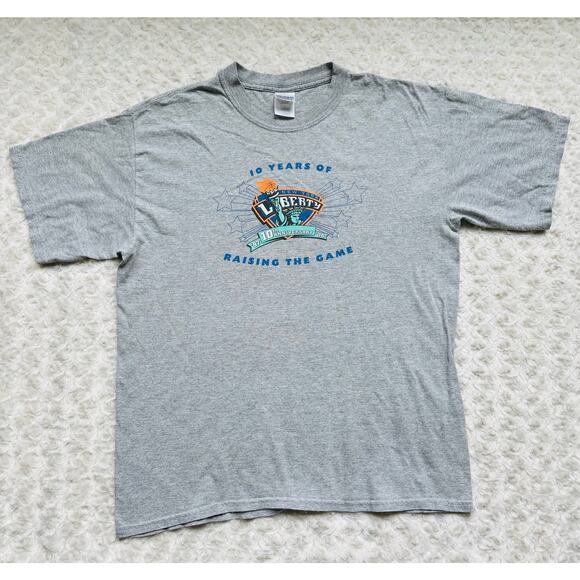 WNBA New York Liberty Basketball 10th Anniversary Grey Cotton Tee Shirt Large - Picture 1 of 4